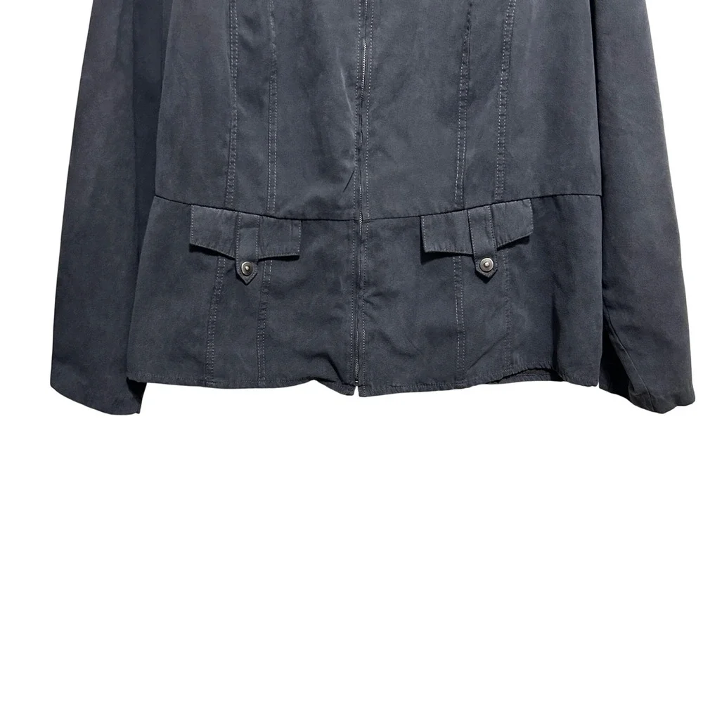 Cato Woman Jacket‎ 22/24W Charcoal Zip Front Peplum Structured Minimalist Chic
